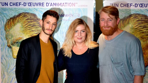 Pierre Niney, Dorota Kobiela et Hugh Welchman à l'avant-première de La Passion Van Gogh.