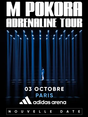 Affiche officielle de l'Adrenaline Tour de M. Pokora à l'Accor Arena.