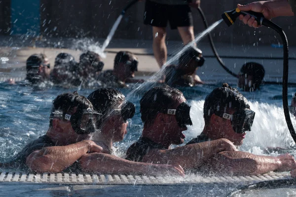 Candidats officiers de secours au combat lors d'un exercice aquatique intense à Davis-Monthan, Arizona, en octobre 2023.