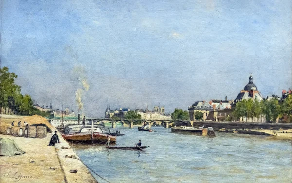 Une vue historique du Pont des Arts à Paris, peinte par Stanislas Lepine entre 1878 et 1883.