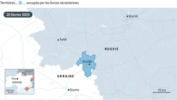 Carte du contrôle territorial dans la région de Soudja au 20 février 2025.