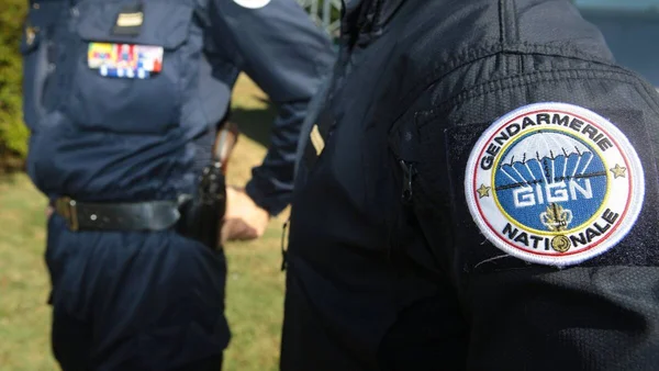 Détail de l'insigne du GIGN porté par des gendarmes.