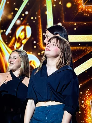 Marine Delplace sur le plateau de la finale de la saison 13 de la Star Academy le 7 février 2026.