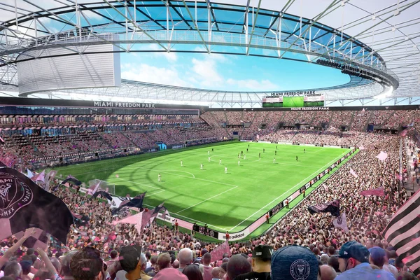 L'ambiance électrique d'un match au Miami Freedom Park avec ses tribunes pleines.