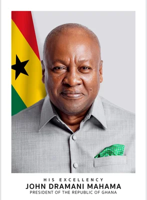 Portrait officiel du président John Dramani Mahama.