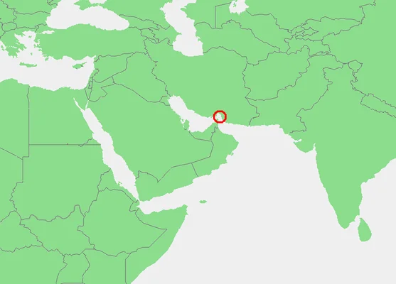 Localisation géographique du détroit d'Ormuz sur une carte du Moyen-Orient.