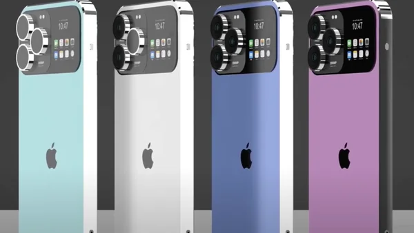Concepts de design pour l'iPhone 18 présentant diverses configurations de caméras et de couleurs.