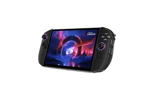 La console portable Legion Go 2 Noir éclipse avec manettes et écran de jeu.