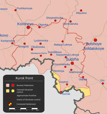 Carte de l'offensive de l'oblast de Koursk et des lignes de contrôle.