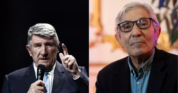 Boualem Sansal (à gauche) et Philippe de Villiers (à droite) lors d'une apparition publique.