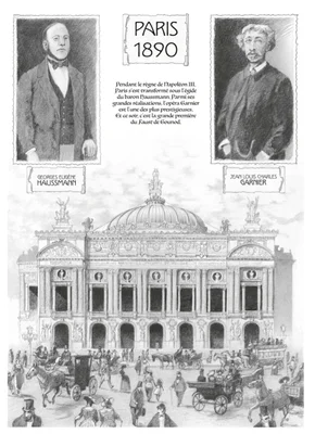 Paris en 1890 : l'Opéra Garnier et ses créateurs, Haussmann et Garnier, mis en scène par les frères Brizzi.
