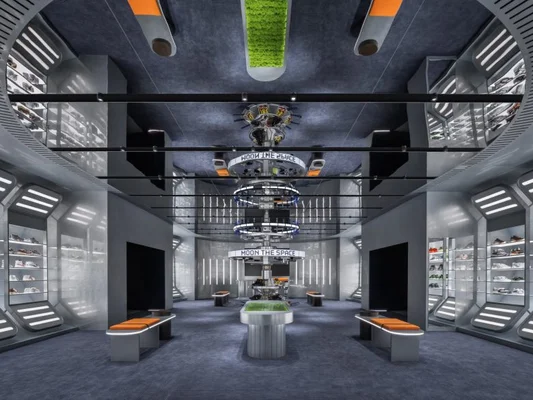 Illustration vectorielle détaillée d'un cockpit spatial avec vue sur l'univers.