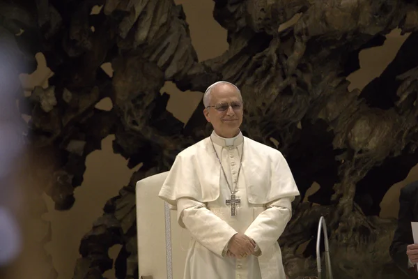 Le pape Léon XIV lors d'une audience avec les médias en mai 2025.