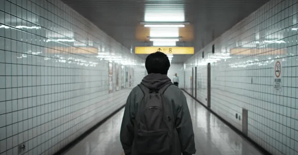 Une actrice du film Exit 8 lors d'une présentation au Festival de Cannes.