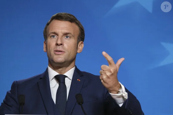 Le président Emmanuel Macron lors d'une conférence de presse au Sommet européen à Bruxelles en octobre 2020.
