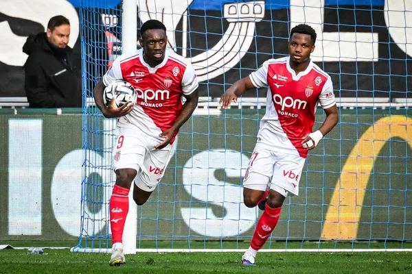 Célébration des joueurs de Monaco lors de leur duel face à Auxerre.