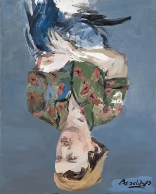 Une œuvre caractéristique de Georg Baselitz montrant une figure renversée.