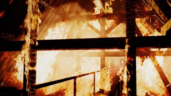 La charpente de Notre-Dame de Paris dévorée par les flammes lors de l'incendie.
