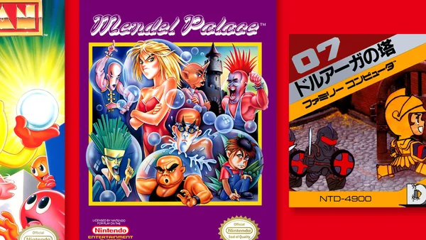 Les jaquettes de jeux NES avec Mendel Palace en mise avant.