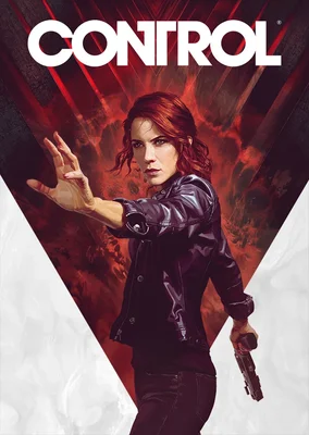 Affiche promotionnelle de Control mettant en scène Jesse Faden, l'héroïne du jeu, symbole de l'identité unique du studio.