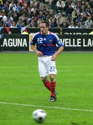Franck Ribéry sous le maillot de l'équipe de France lors du match France-Colombie.