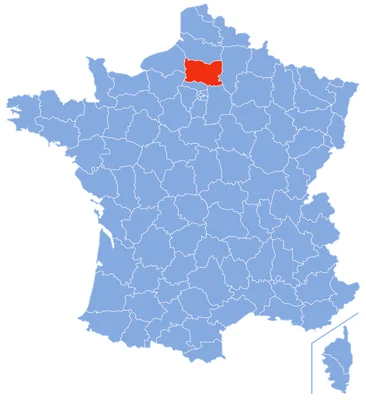 Localisation du département de l'Oise sur la carte de France.