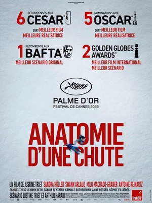 Affiche officielle du film 'Anatomie d'une chute' de Justine Triet.