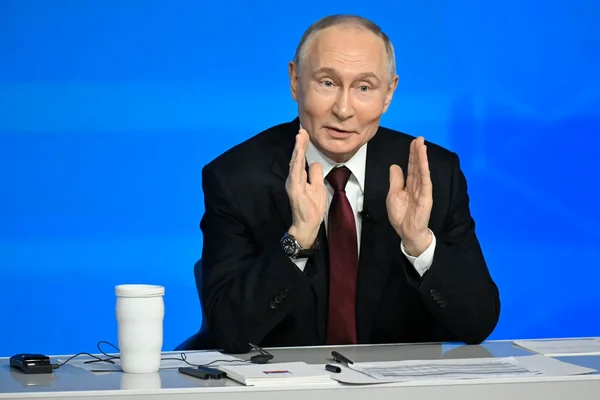 Vladimir Poutine lors de sa conférence de presse annuelle, le 19 décembre 2025.