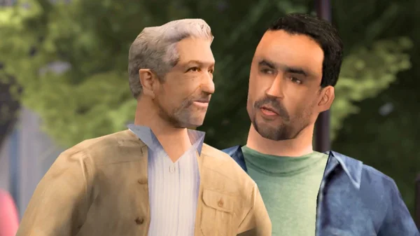 Duo de personnages animés de Vertige, film d'animation de Quentin Dupieux.