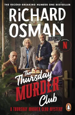Visuel promotionnel pour 'The Thursday Murder Club' mettant en scène les quatre héros âgés.