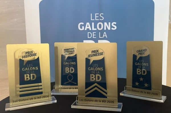 Les trophées des Galons de la BD 2026, récompenses officielles du prix.