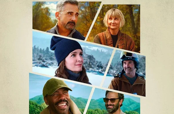 Portraits des acteurs de « Les Quatre Saisons » : Steve Carell, Emma Thompson, Merritt Wever, Chris Parnell, Colman Domingo et Ben Platt.