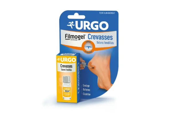 Produit URGO Filmogel Crevasses, traitement pour talons fissurés.