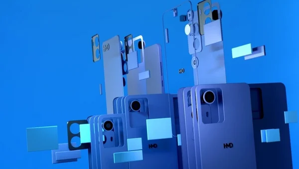 Illustration de smartphones HMD dans un style moderne.