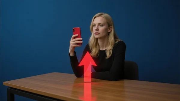 Graphique simplifié avec des icônes de téléphones et des flèches rouges ascendantes, représentant la hausse des attaques de logiciels espions, fond bleu foncé