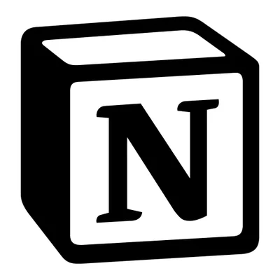 Logo emblématique de Notion en noir et blanc avec un design tridimensionnel