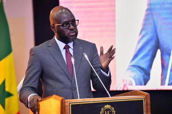 El Malick Ndiaye s'adressant aux députés lors d'une séance à l'Assemblée nationale.