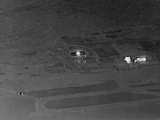 Séquence thermique d'une frappe de missile SCALP menée par l'Ukraine sur des installations russes près de Donetsk.