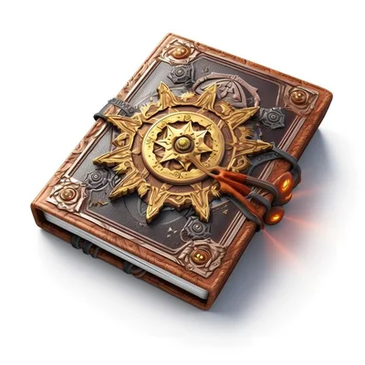 Représentation numérique d'un grimoire magique ancien et mystérieux.