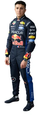 Isack Hadjar en tenue Red Bull Racing.