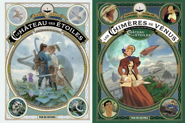 Œuvres précédentes d'Alex Alice : 'Le Château des Étoiles' et 'Les Chimères de Vénus'.