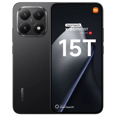 Xiaomi 15T noir reconditionné, vu de dos et de face.