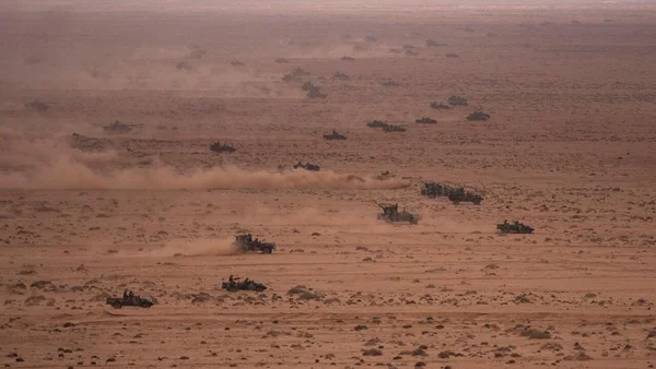 Véhicules militaires américains lors de l'exercice African Lion dans le sud du Maroc, où deux soldats ont disparu.