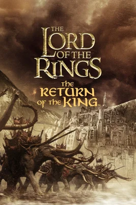 Affiche du Retour du Roi illustrant la bataille du Gouffre de Helm avec des Oliphants en charge.