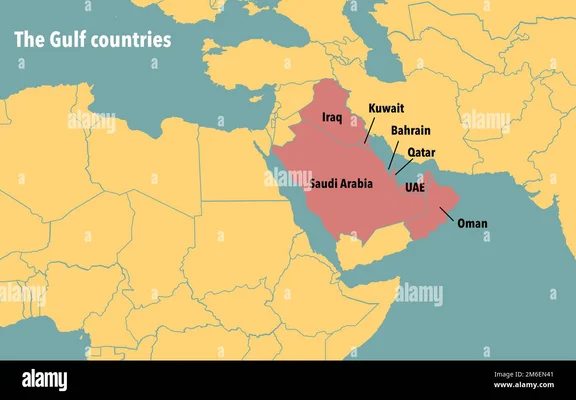 Carte des pays du golfe Persique (source Alamy).