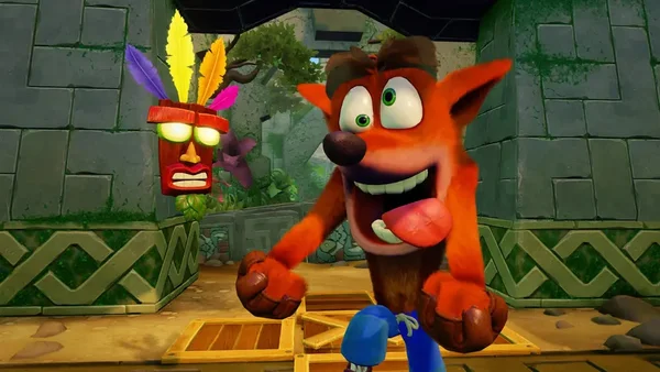 Crash Bandicoot et Aku Aku dans Crash Bandicoot N. Sane Trilogy.
