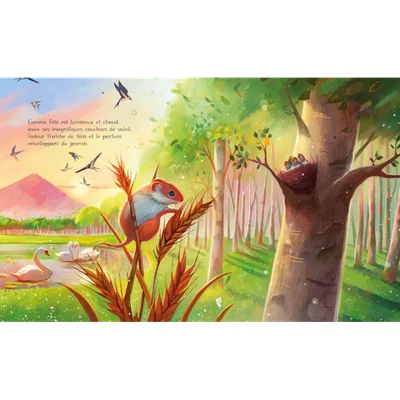Illustration poétique de l'été : un mulot dans les blés, évoquant la douceur des journées ensoleillées.
