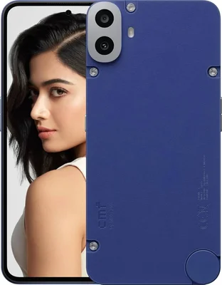Le CMF Phone 1 de Nothing en bleu, avec module photo double et dos texturé.