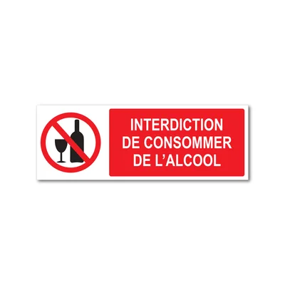 Sticker 'Interdiction de consommer de l'alcool'.