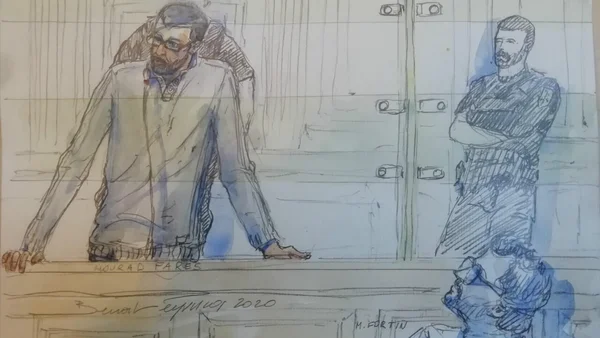 Croquis d'audience de Mourad Farès.